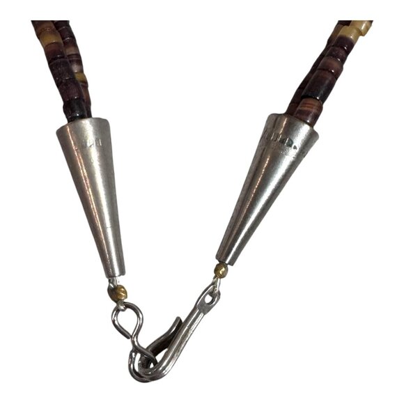 Vintage Navajo Double Strand Turquoise Chip Nugget Heishi Bead Tie Necklace 27" - Picture 4 of 7